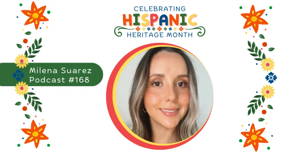 Milena Suarez is featured in this ABS Kids image celebrating Hispanic Heritage Month. This Autism Weekly Podcast episode (#168) showcases Milena Suarez discussing important topics surrounding cultural competence and the autism community. The vibrant floral design adds to the celebration of Hispanic Heritage and highlights the importance of cultural awareness in autism services. ABS Kids continues to promote inclusivity and understanding in its approach to autism care.