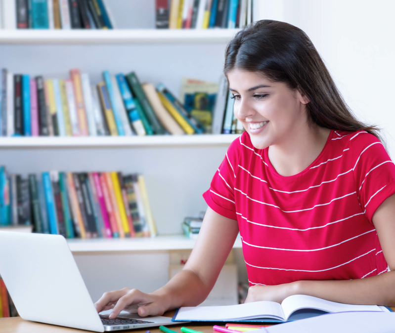 woman working on computer